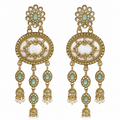 Saajvi™ Traditional Chandbali Earrings for Women | Gold-Plated Kundan & Pearl Jhumka Earrings | Ethnic Jewelry for Girls | Bridal, Wedding & Festive Occasion Accessories