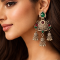 Saajvi™ Premium Traditional Kundan Jhumka Earrings for Women, Ethnic Party & Wedding Wear